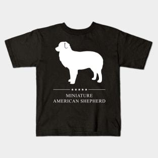 Miniature American Shepherd Dog White Silhouette Kids T-Shirt